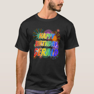 Camiseta Nome "GERALD", Diversão "FELIZ ANIVERSÁRIO"