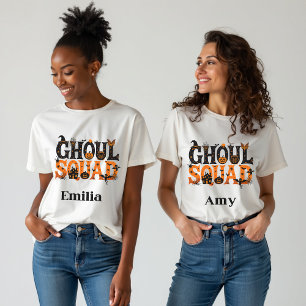 Camiseta Nome Gráfico do Esquadrão Spooky Halloween Ghoul