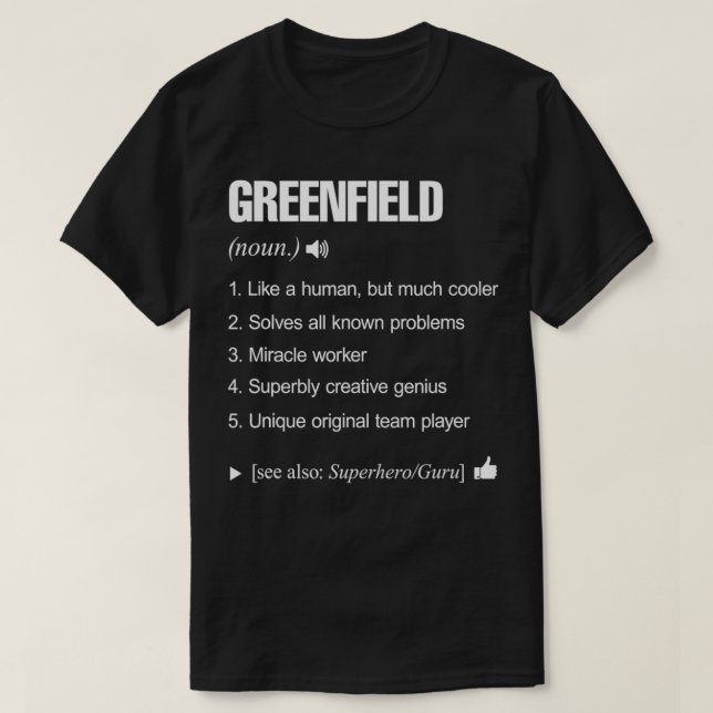Camiseta Nome Greenfield Definição Retro Família Funny (Frente do Design)
