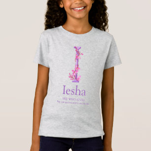 Camiseta Nome Iesha significa orquídea, carta distorcida I