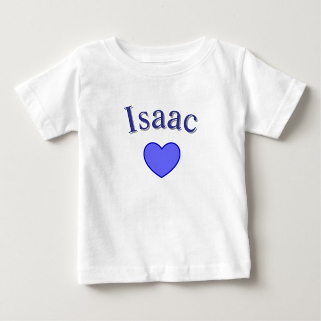 Camiseta Nome Isaac Azul Com Coração, (Frente)
