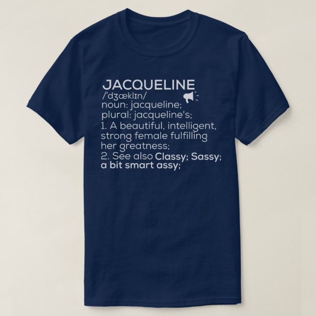 Camiseta Nome Jacqueline Definição Jacqueline Nome feminino (Frente do Design)
