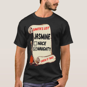 Camiseta Nome Jasmine - Papais noeis Bastante Lista Engraça