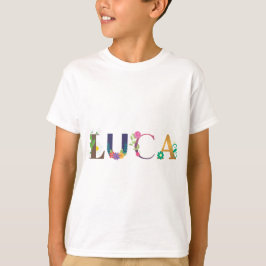 Camiseta Nome LUCA Art com flores bordadas