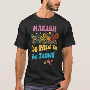 Camiseta Nome MAKIAH: Bonito Retro Girls Wildflower MAKIAH