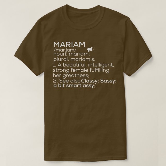 Camiseta Nome Mariam Definição Mariam Nome Mulher M (Frente do Design)