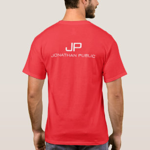 Camiseta Nome Monograma Design traseiro Mens Vermelho moder