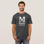 Camiseta Nome Monograma Masculina do Noivo Casamento Cinza<br><div class="desc">Clássico,  simples,  casamento,  nome camiseta. Perfeito para padrinho. Personalize com sua inicial e nome.</div>