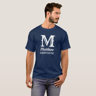 Camiseta Nome Monograma Masculino Arranjo de Noivo Casament