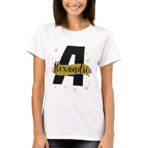 Nome Monograma Personalizado Preto Branco Dourado