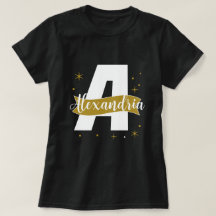Nome Monograma Personalizado Preto Branco e Dourad