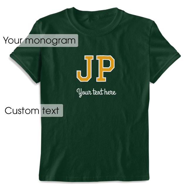 Camiseta Nome Monograma Personalizado Texto Dourado Gráfico (Criador carregado)