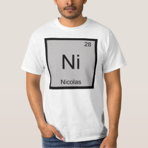 Camiseta Nome Nicolas Elemento Químico Mesa Periódica