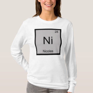 Camiseta Nome Nicolas Elemento Químico Mesa Periódica