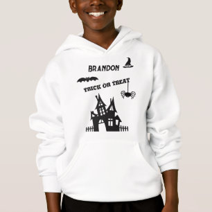 Camiseta Nome no Capuz de Halloween Infantil Decorado