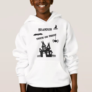 Camiseta Nome no Capuz de Halloween Infantil Decorado