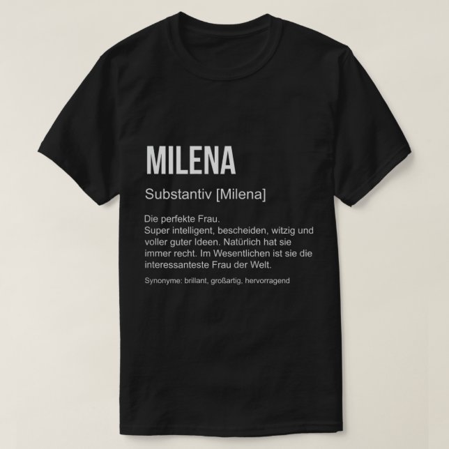 Camiseta Nome Nome Definição Nome Engraçado Dif Milena T-Sh (Frente do Design)