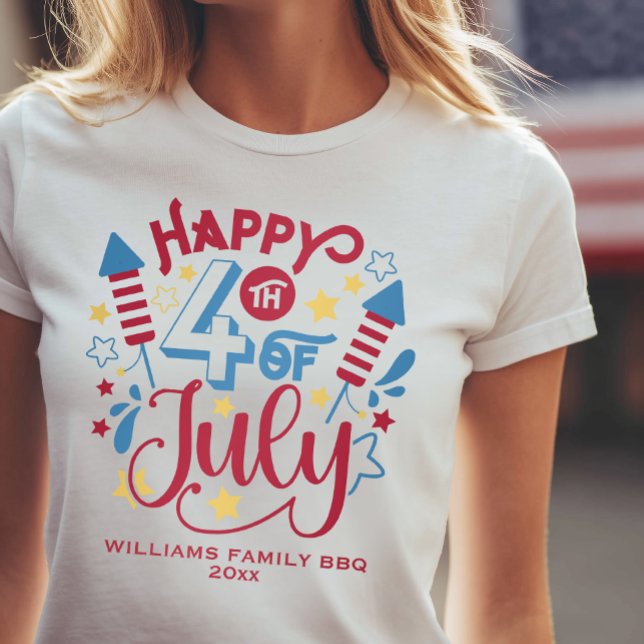 Camiseta Nome Personalizado 4 de Julho (Personalized 4th of July BBQ Tshirt)