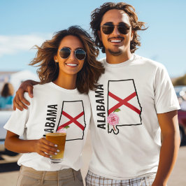 Camiseta Nome personalizado Alabama Flag e State Flower Cam