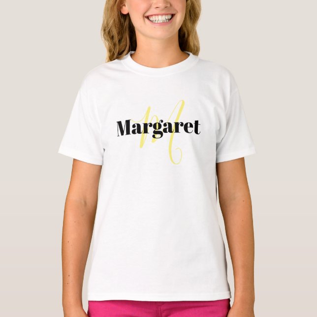 Camiseta Nome personalizado amarelo e branco (Frente)