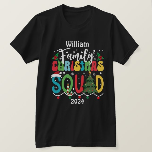 Camiseta Nome Personalizado Ano Família Natal Correspondênc (Frente do Design)