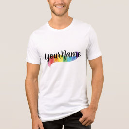 Camiseta Nome Personalizado Aquarela Arco-íris Mês do Orgul