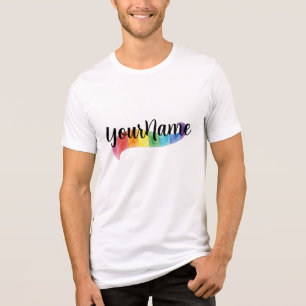 Camiseta Nome Personalizado Aquarela Arco-íris Mês do Orgul