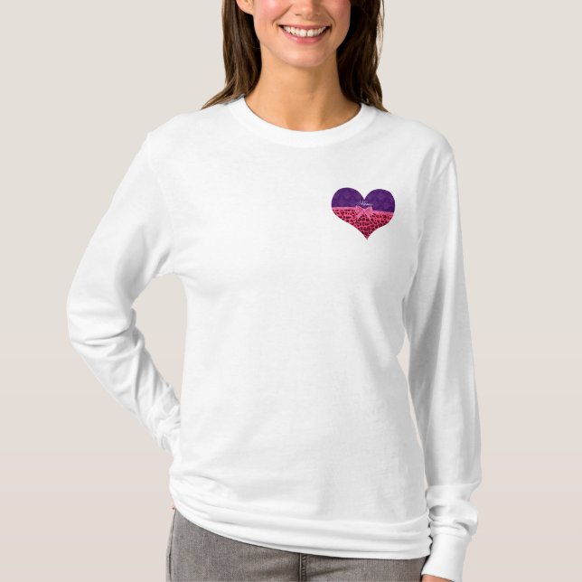 Camiseta Nome personalizado arco roxo-leopardo-rosa- (Frente)