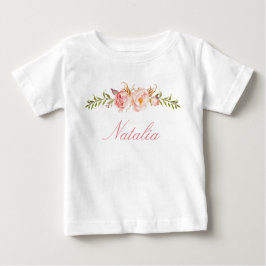Camiseta Nome Personalizado Baby Girl Watercolor Floral-13