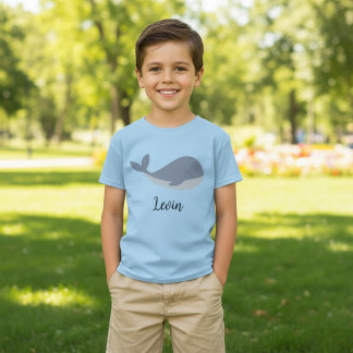 Camiseta Nome Personalizado Baleia Azul Aniversário