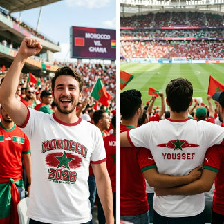 Camiseta Nome Personalizado Bandeira Marroquina Estrela Pat