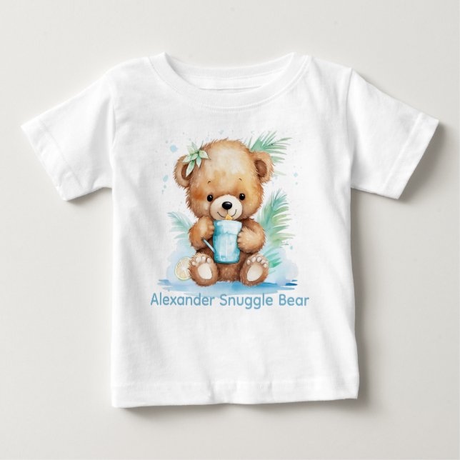 Camiseta Nome Personalizado Blue Teddy Bear Shirt (Frente)