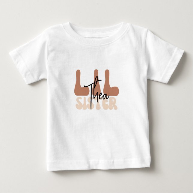 Camiseta Nome personalizado boho pequena tipografia irmã (Frente)