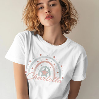 Camiseta Nome Personalizado Boho Rainbow