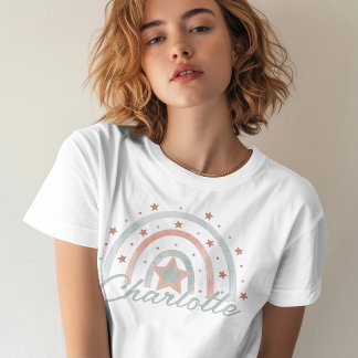 Camiseta Nome Personalizado Boho Rainbow