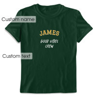 Nome Personalizado Bom Vibes Tripulação Verde Dour