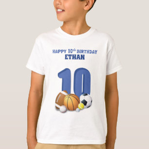 Camiseta Nome Personalizado Boy 10º Aniversário de Esportes