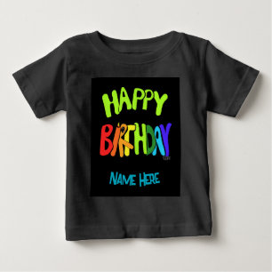 Camiseta Nome personalizado Brilho e Parabéns Toddler T-sh