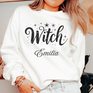 Camiseta Nome Personalizado "Bruxa" Elegante Caligrafia de