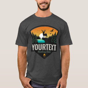 Camiseta Nome Personalizado Caça Alce Selvagem Pôr do Sol