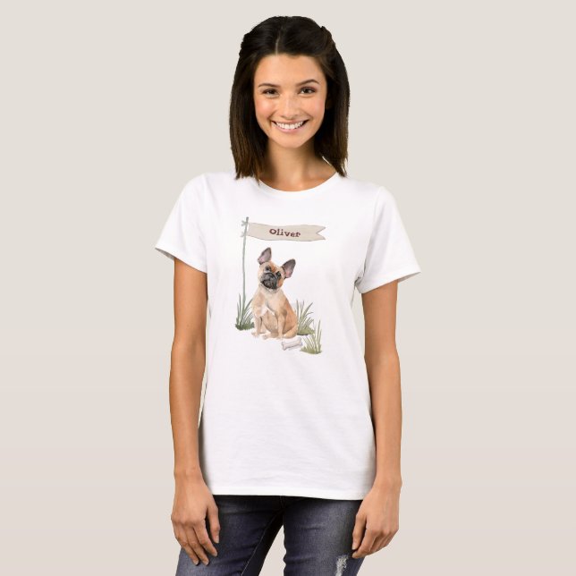 Camiseta Nome Personalizado Cão-de-Pé-Bulgue Francês (Frente Completa)