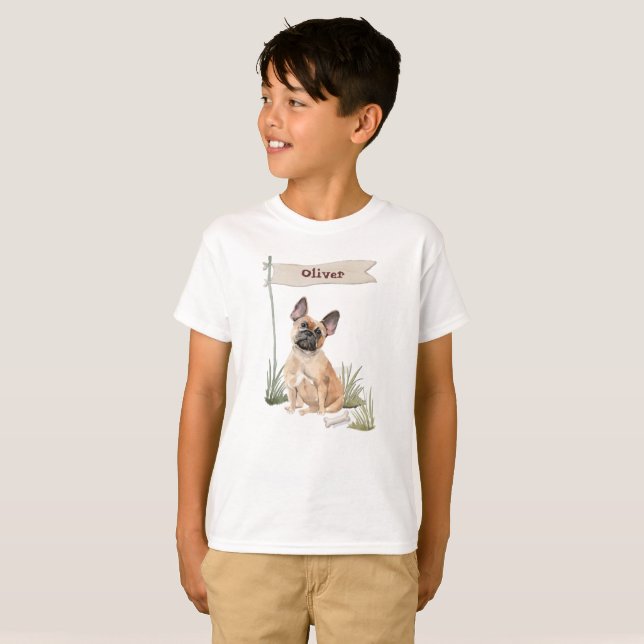 Camiseta Nome Personalizado Cão-de-Pé-Bulgue Francês (Frente Completa)