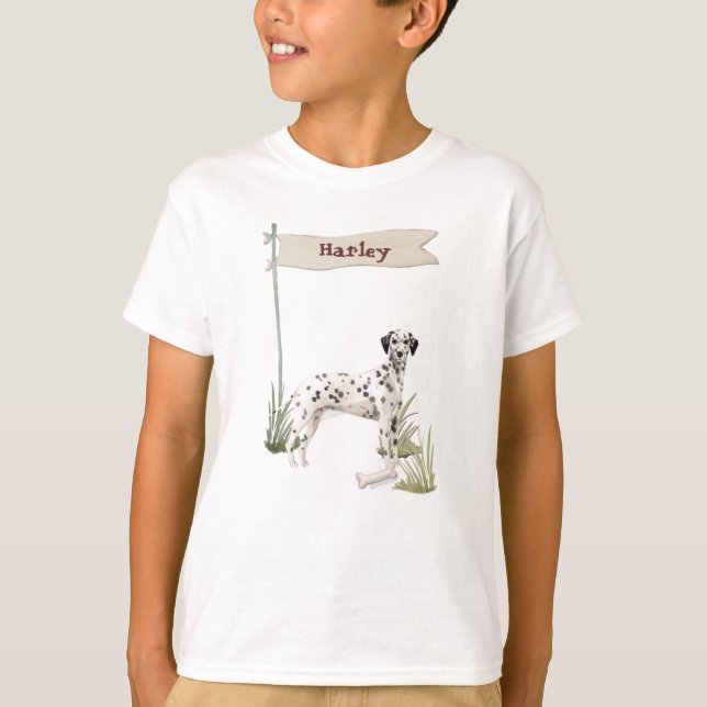 Camiseta Nome Personalizado Cão Pet Dalmaciano (Frente)