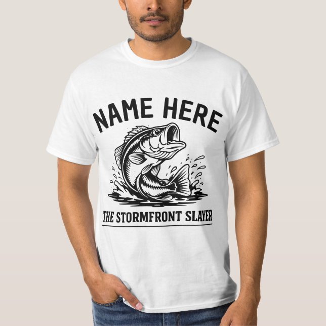 Camiseta Nome Personalizado Clássico Tempestade de Pesca de (Frente)