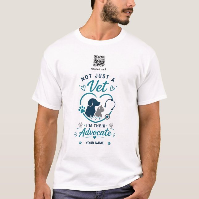 Camiseta Nome Personalizado & Código QR Veterinário  (Frente)