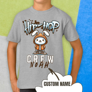 Camiseta Nome Personalizado Coelho da Tripulação do Salto d