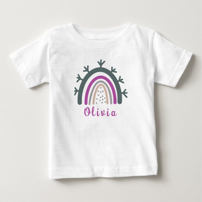 Camiseta Nome Personalizado com Boho Colorido Fofo  (Frente)