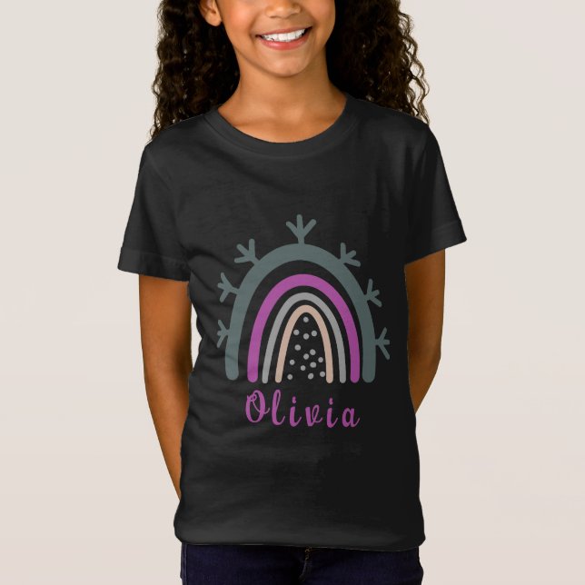 Camiseta Nome Personalizado com Cute Boho Rainbow (Frente)