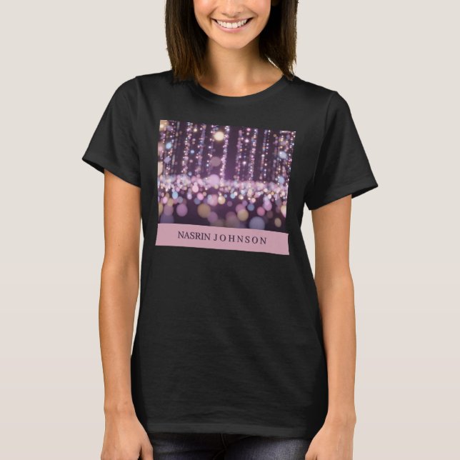 Camiseta Nome personalizado com fundo rosa mágico (Frente)