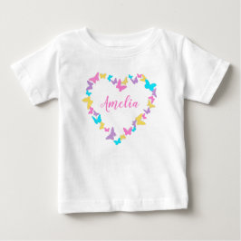 Camiseta Nome Personalizado Coração de Borboletas